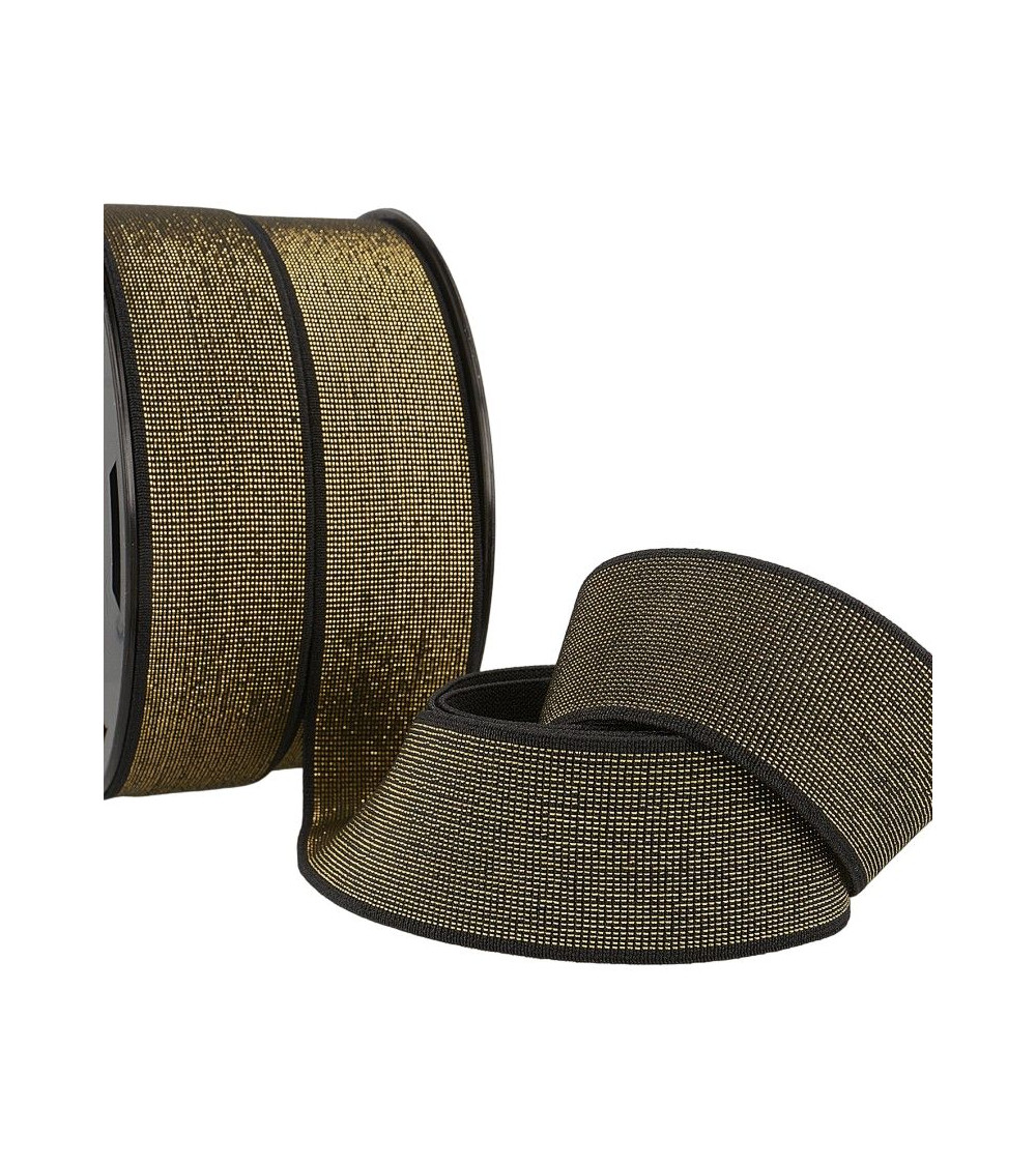 Bobina da 20 m di elastico metallico da 40 mm nero/oro