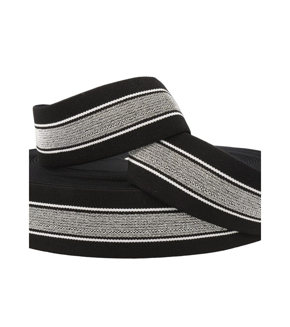 Bobina da 22m Elastici metallici 40mm nero/argento