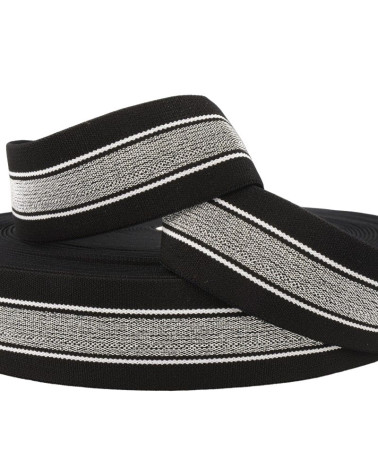 Bobina de 22m Bandas metálicas elásticas 40mm negro/plata