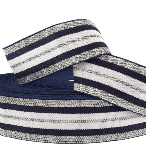 22m reel Elastic metal bands 40mm blue / silver