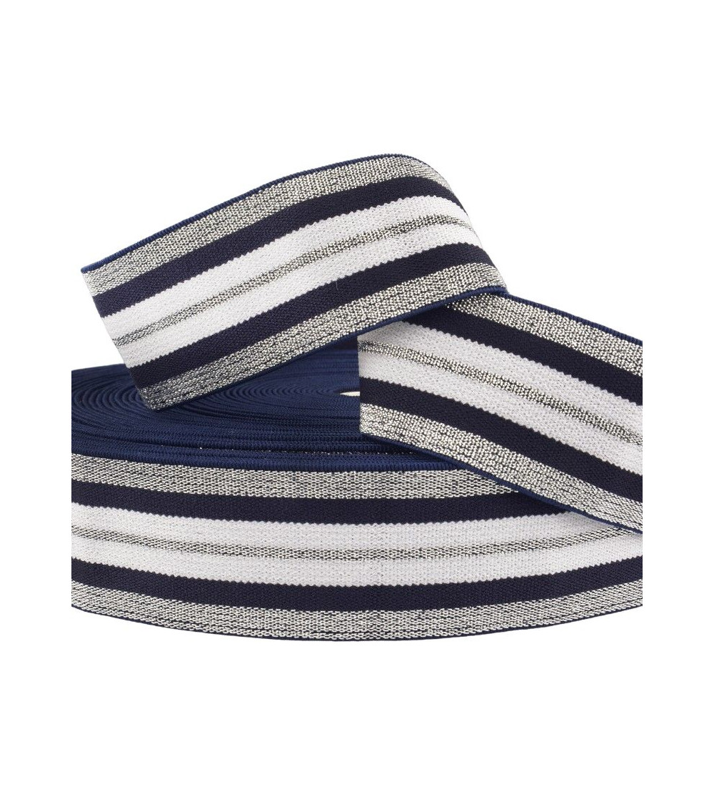 22m reel Elastic metal bands 40mm blue / silver