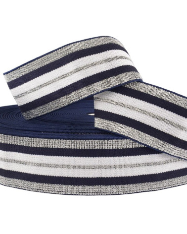 22m reel Elastic metal bands 40mm blue / silver