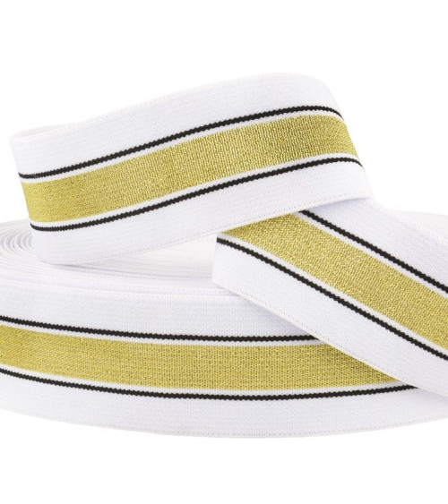 22m reel Elastic metal bands 40mm white/gold