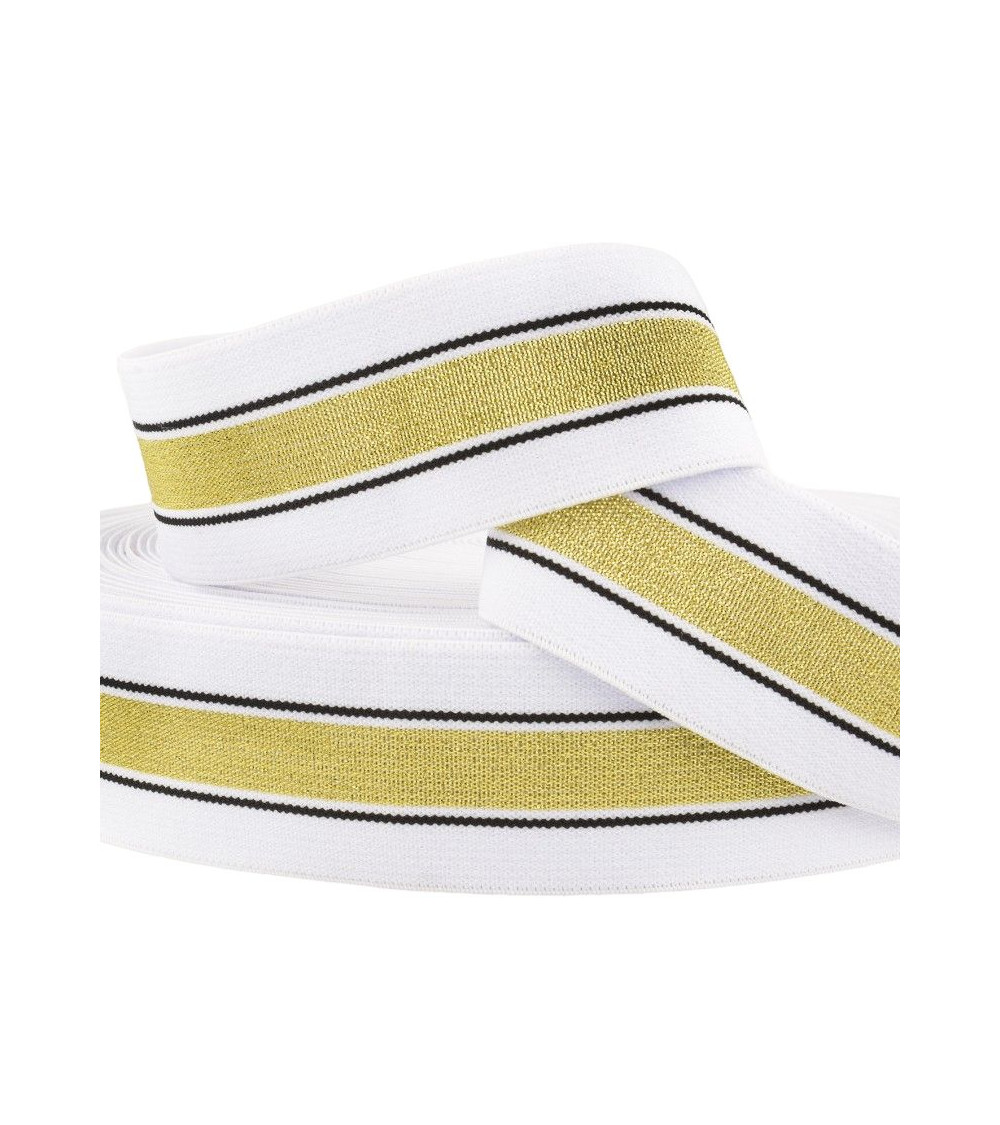 22m reel Elastic metal bands 40mm white/gold