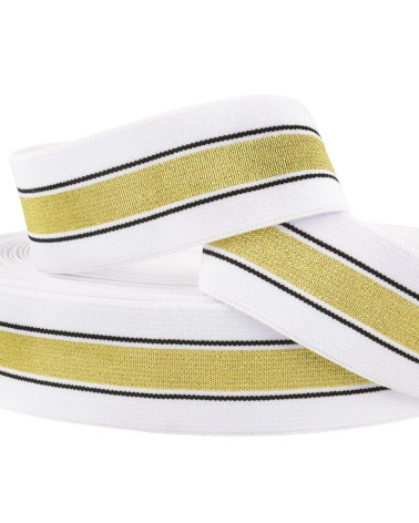 Bobina da 22m Elastici metallici 40mm bianco/oro