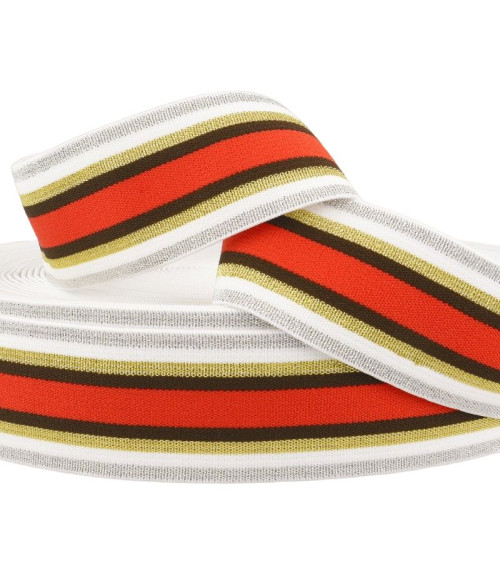 Reel 22m Elastic metal bands 40mm white/red