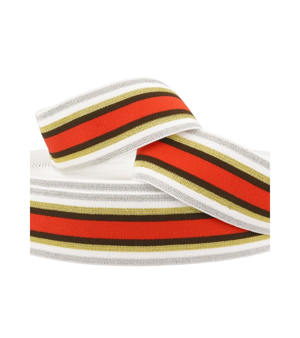 Reel 22m Elastic metal bands 40mm white/red