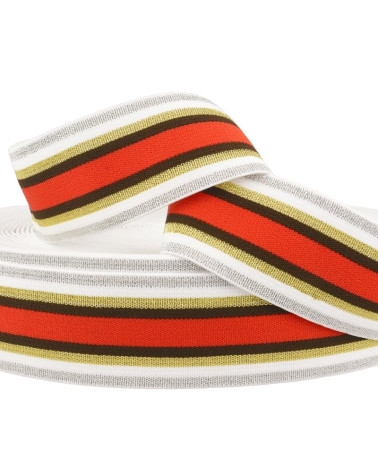 Spool 22m Elastic metal bands 40mm white/red