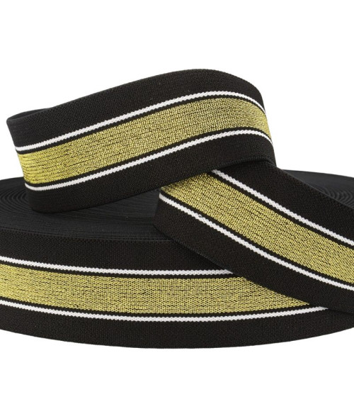22m reel Elastic metal bands 40mm black/gold