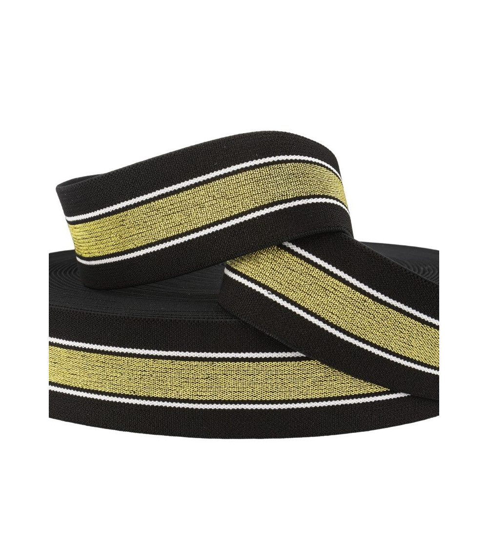 22m reel Elastic metal bands 40mm black/gold