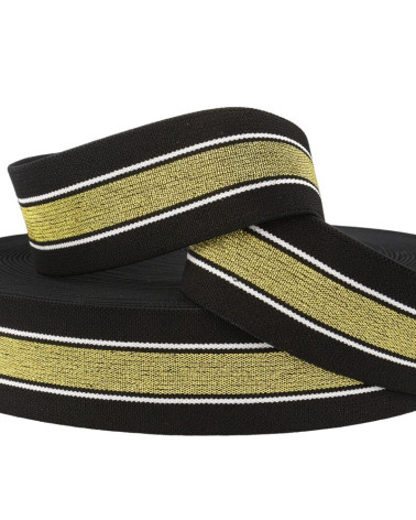 22m reel Elastic metal bands 40mm black/gold