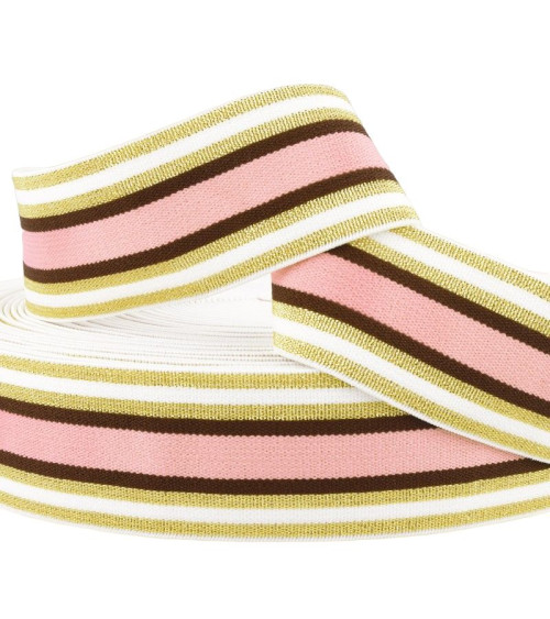 22m reel Elastic metal bands 40mm pink/gold