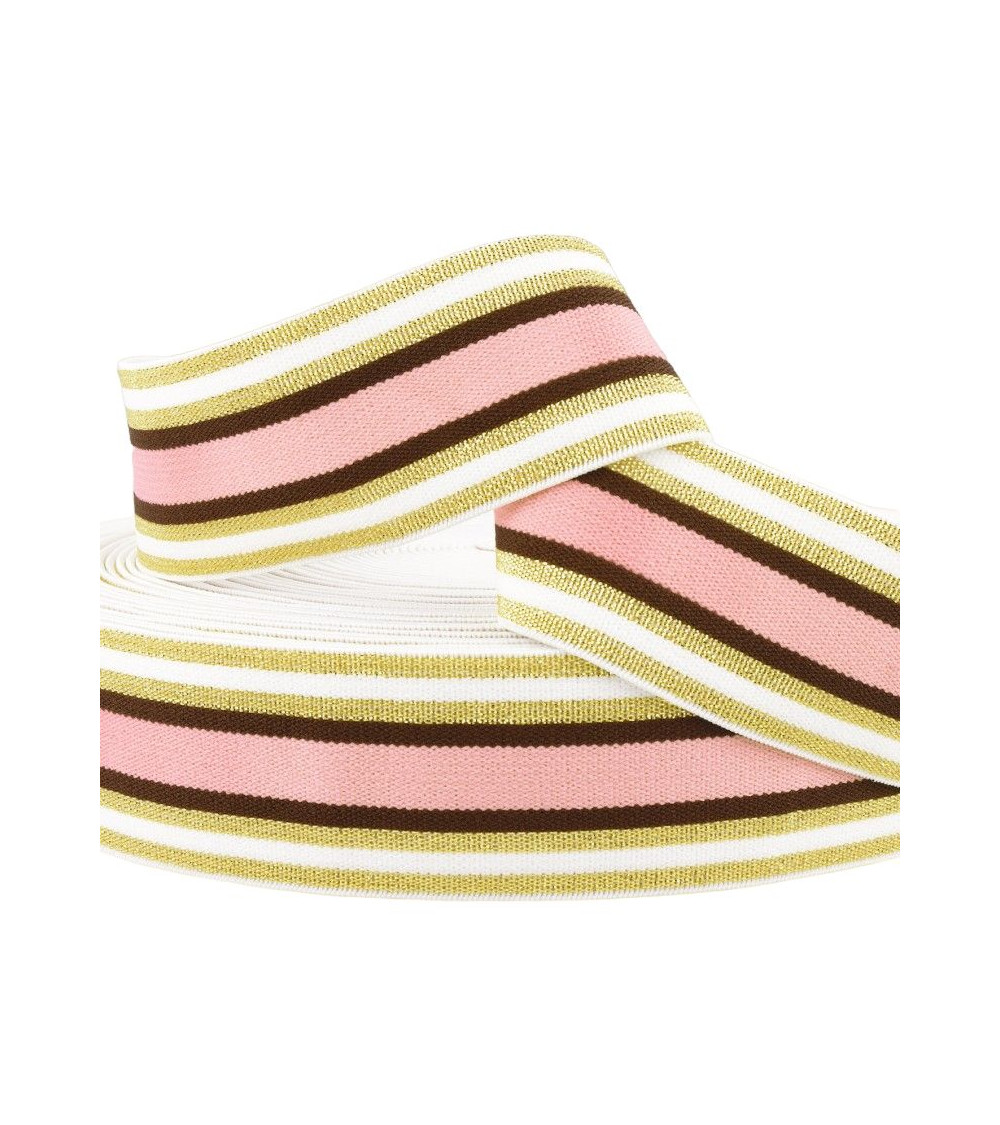 22m reel Elastic metal bands 40mm pink/gold