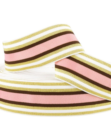 22m reel Elastic metal bands 40mm pink/gold