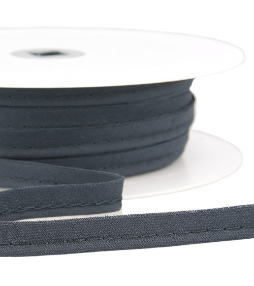 25m spool Bias dress piping for all textiles 10mm gray black