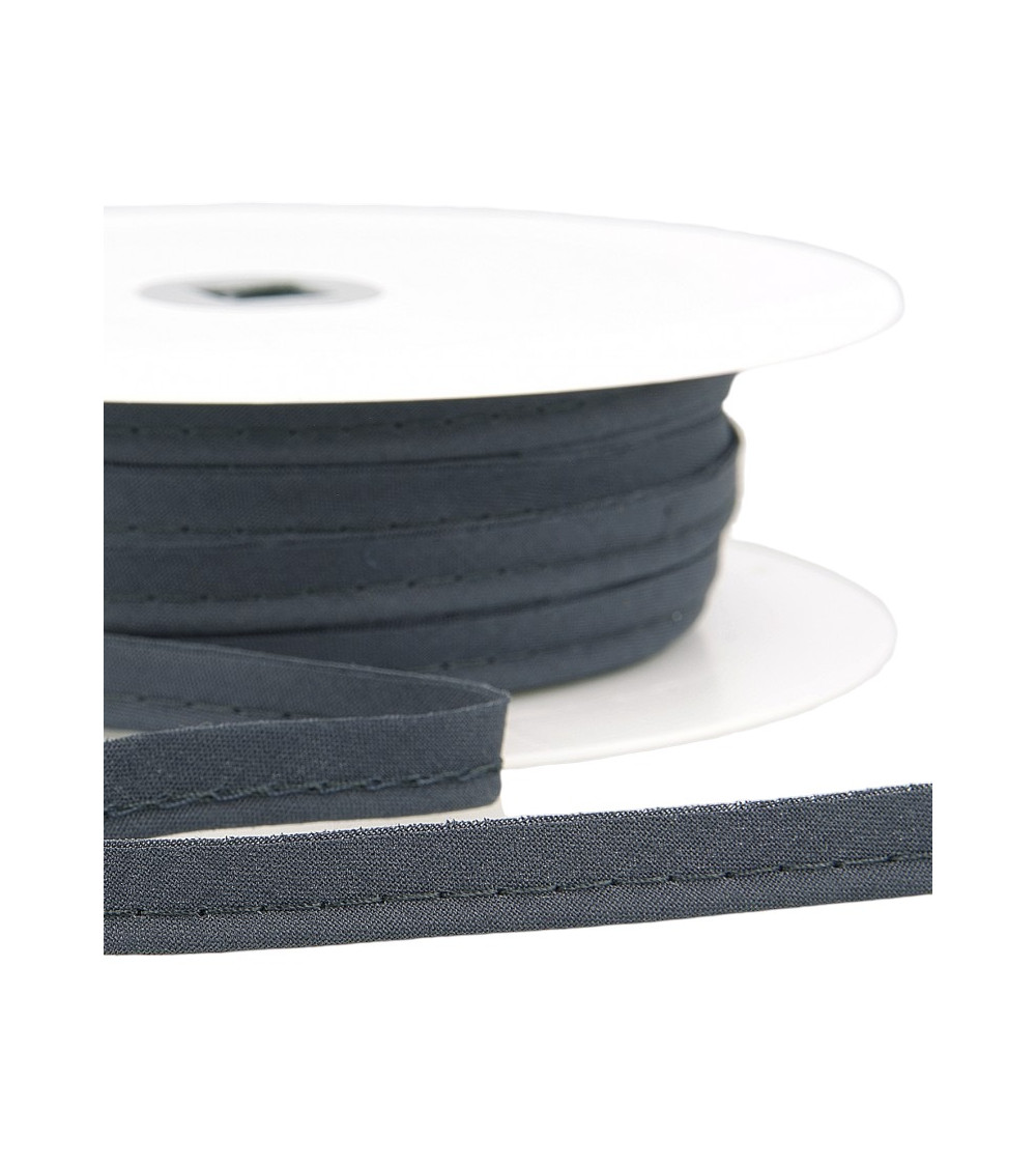 Bobina da 25 m Tubo in sbieco per tutti i tessuti da 10 mm grigio nero