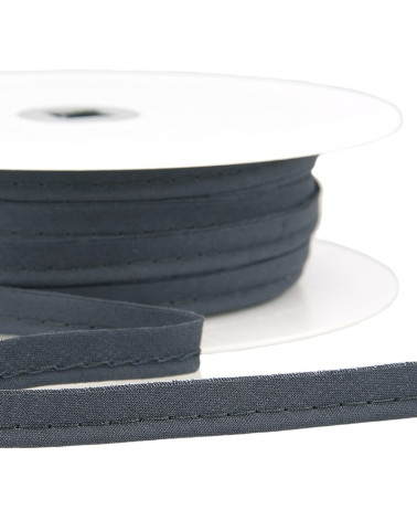 Bobina da 25 m Tubo in sbieco per tutti i tessuti da 10 mm grigio nero