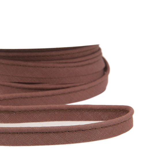 25m spool Bias dress piping for all textiles 10mm chocolate brown