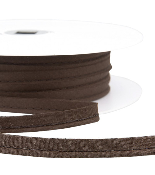 25m spool Bias dress piping for all textiles 10mm coffee brown