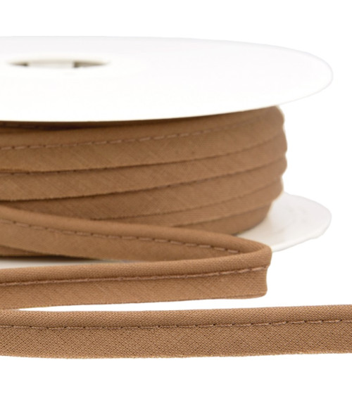 25m spool Bias dress piping for all textiles 10mm light brown