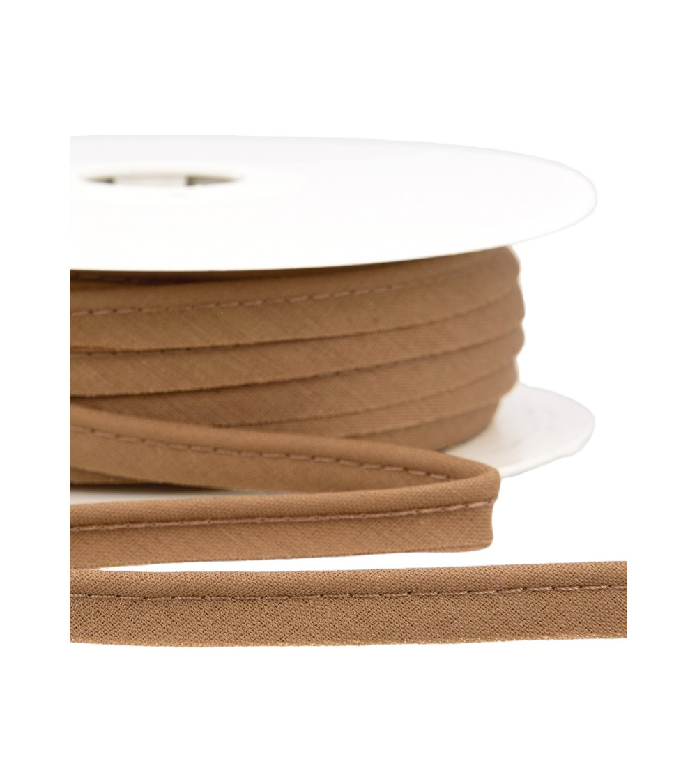 25m spool Bias dress piping for all textiles 10mm light brown