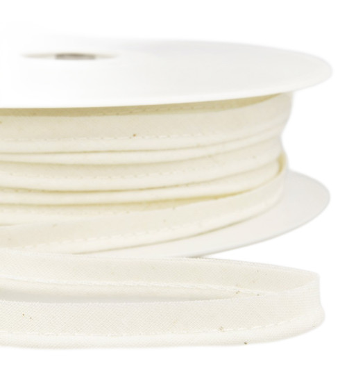 25m spool Bias dress piping for all textiles 10mm ecru/white