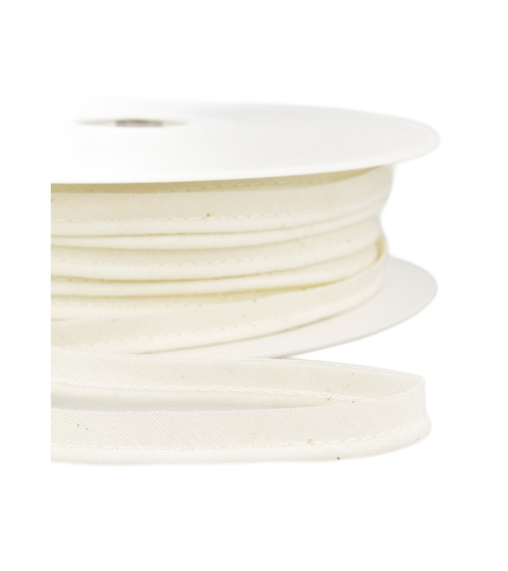 25m spool Bias dress piping for all textiles 10mm ecru/white