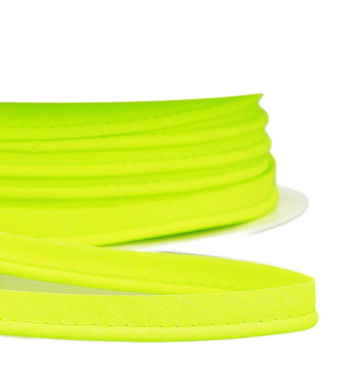 25m spool Bias dress piping for all textiles 10mm fluorescent yellow