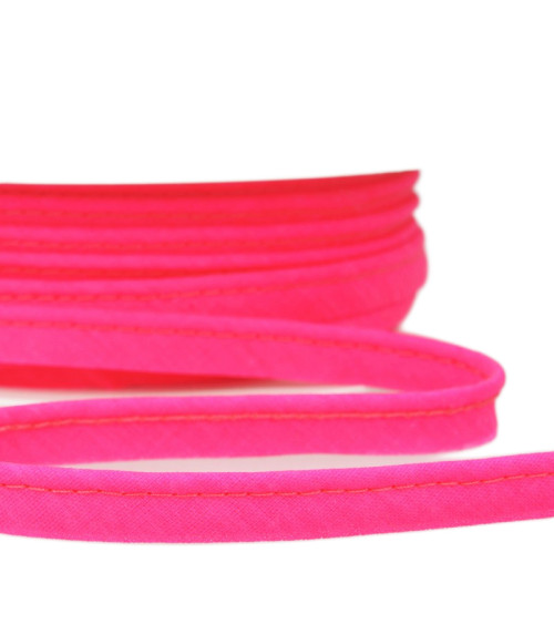 25m spool Bias dress piping for all textiles 10mm fluo pink orang