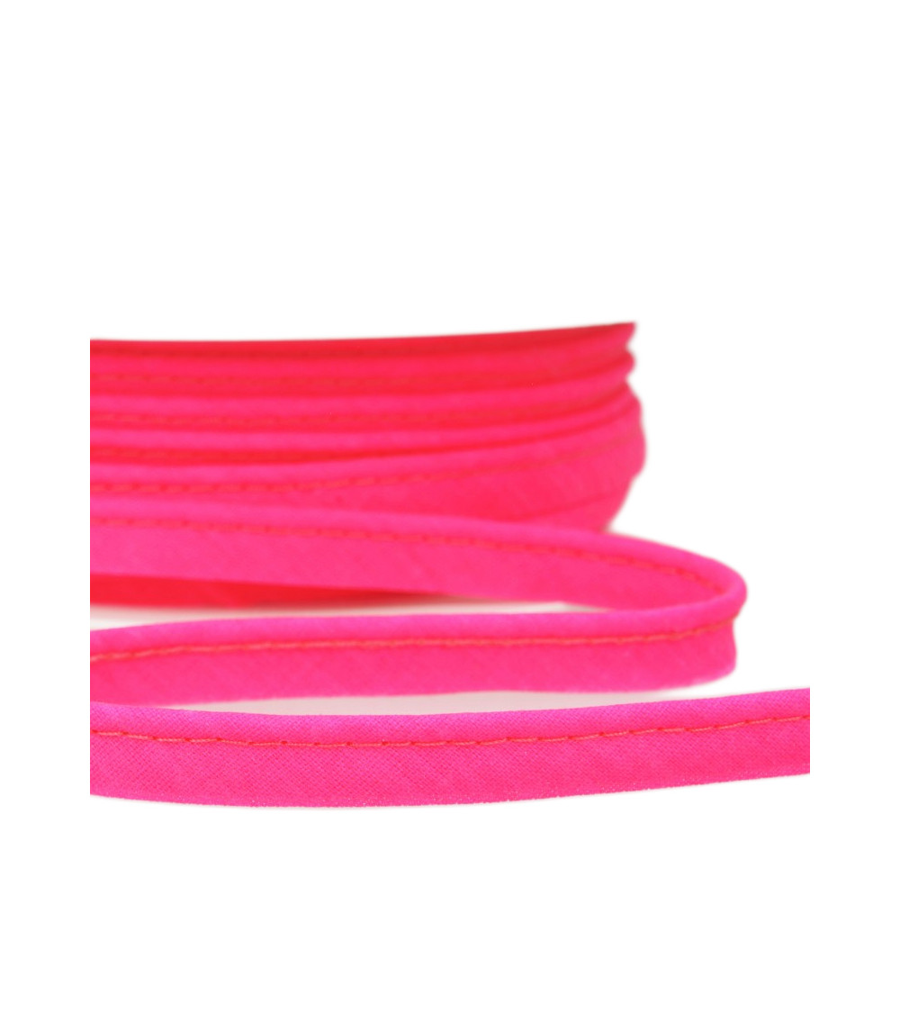 25m spool Bias dress piping for all textiles 10mm fluo pink orang