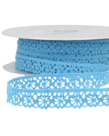 Bobine 25m dentelle polyester turquoise 20mm