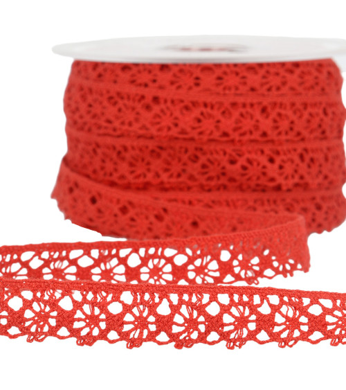 25m spool of red polyester lace 20mm