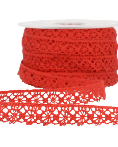 25m spool of red polyester lace 20mm