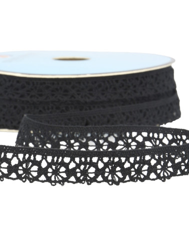 Bobina da 25 m di pizzo di poliestere nero da 20 mm