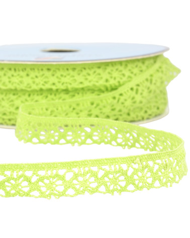 Bobina di 25m di pizzo poliestere verde anice da 20mm