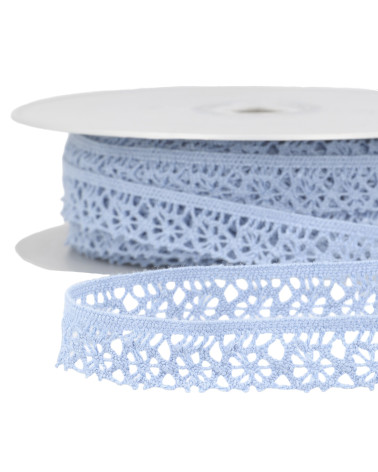 Bobine 25m dentelle polyester bleu gitane 20mm