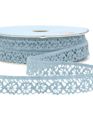 Bobine 25m dentelle polyester bleu lavande 20mm
