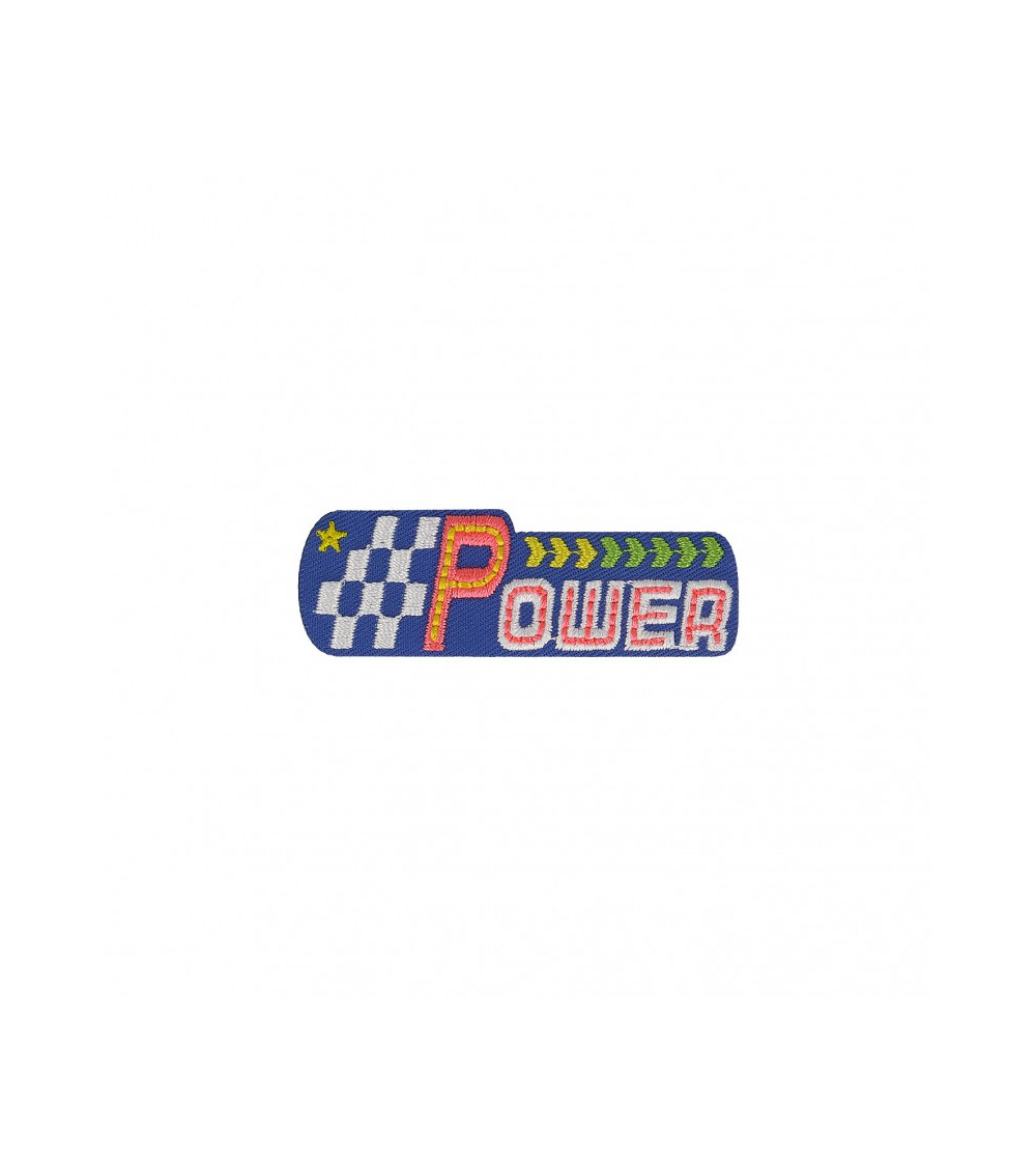 Pack of 3 iron-on Power grid badges 1.5cm x 6.5cm