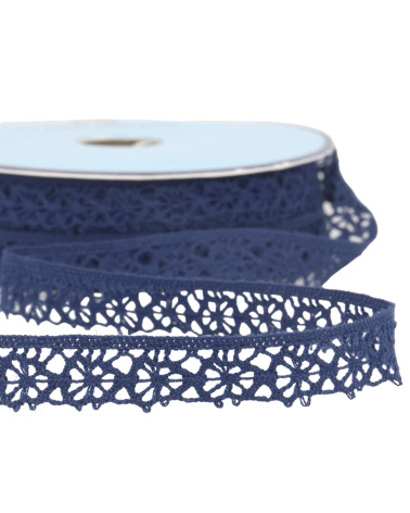 Bobina da 25 m di pizzo in poliestere blu navy da 20 mm