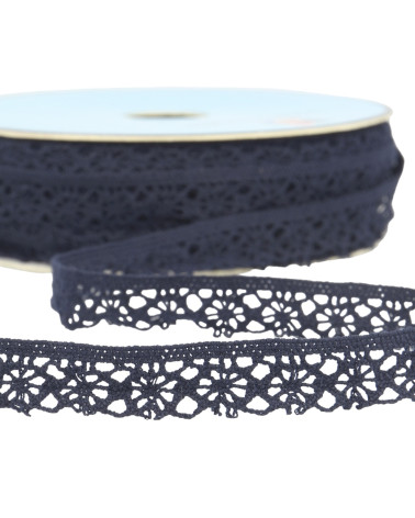 Bobina da 25 m di pizzo in poliestere blu scuro da 20 mm