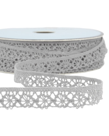 Bobine 25m dentelle polyester gris moyen 20mm