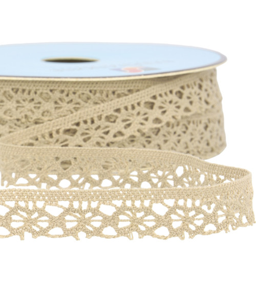 Bobine 25m dentelle polyester beige 20mm