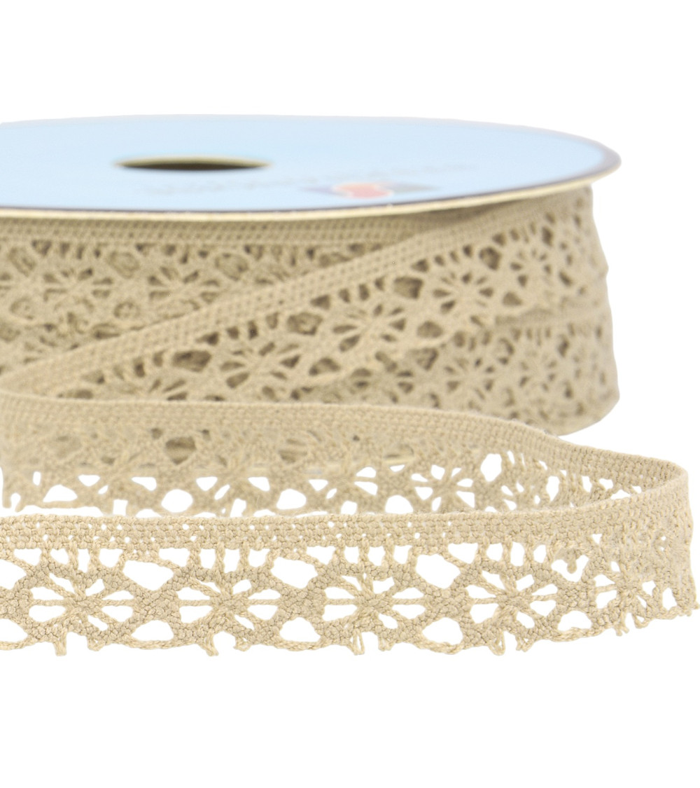 25m spool of beige polyester lace 20mm