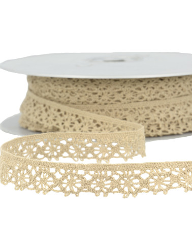 Spool of 25m dark beige polyester lace 20mm