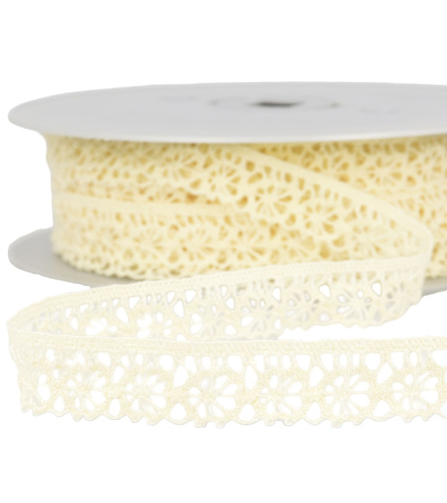 25m spool of dark ecru polyester lace 20mm