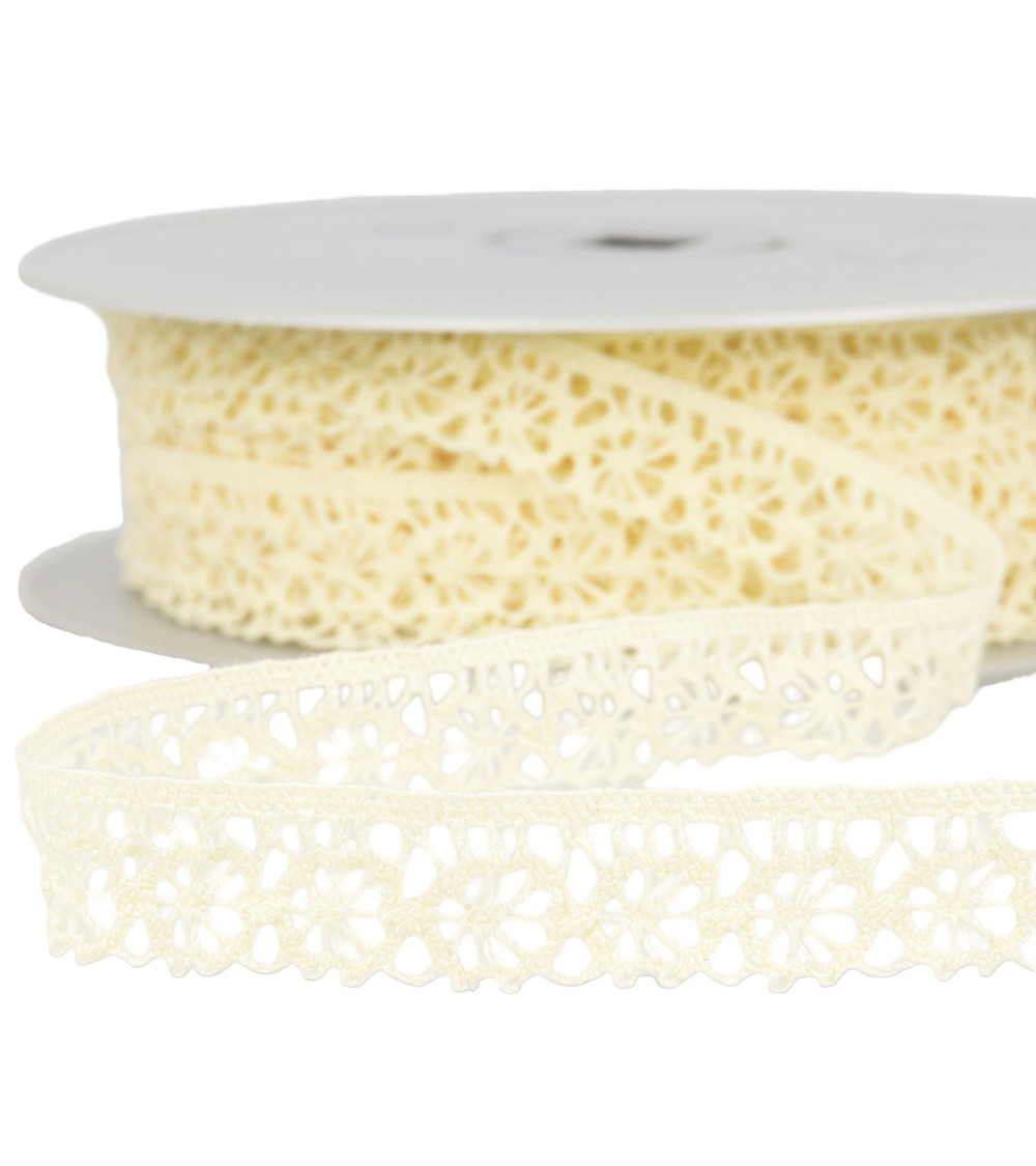 25m spool of dark ecru polyester lace 20mm