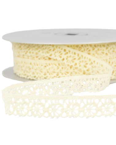 Bobine 25m dentelle polyester ecru fonce 20mm