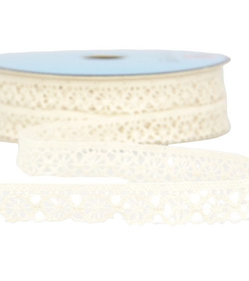 25m spool of ecru polyester lace 20mm