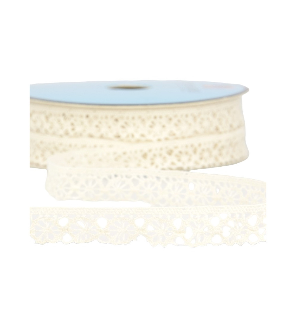 Spool of 25m ecru polyester lace 20mm