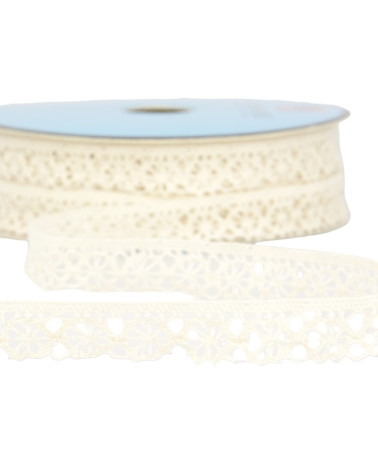 Spool of 25m ecru polyester lace 20mm